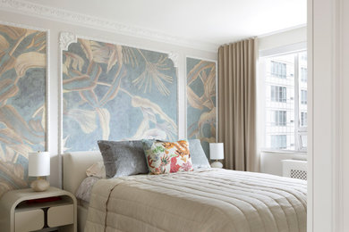 Mid-sized transitional master wainscoting bedroom photo in Toronto with beige walls