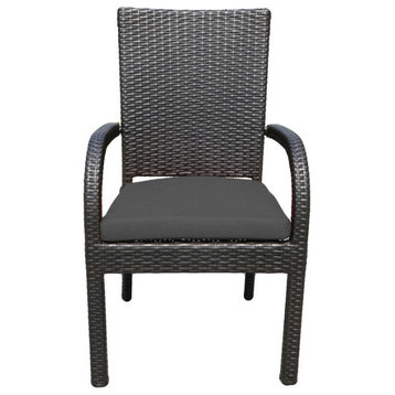 Okemus Outdoor Wicker Dining Chairs With Cushions, Gray/Dark Gray