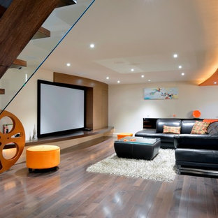 Trendy home theater photo in Ottawa