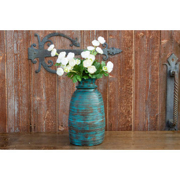 Tall Antique Indian Farmhouse Blue Vase