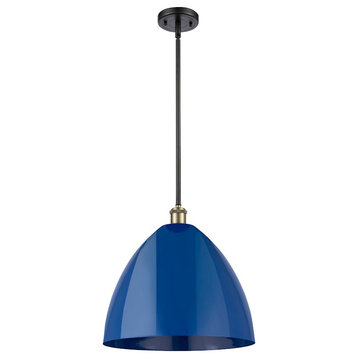 Innovations Ballston Ply Dome 16" 1-Light Pendant, Black/Brass/Blue