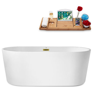 62" Streamline N2180GLD Freestanding Tub and Tray With Internal Drain