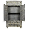 Carter Burman Armoire, Aged Gray Finish With Brass Accents