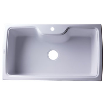 Alfi Brand White 35" Drop-In Single Bowl Granite Composite Kitchen Sink
