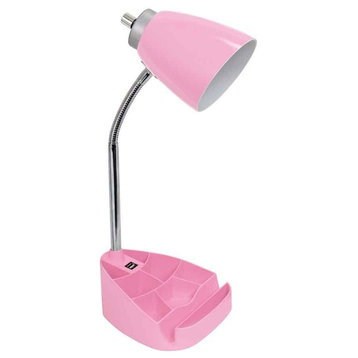 Organizer Desk Lamp With Ipad Tablet Stand Book Holder and Usb Port, Pink