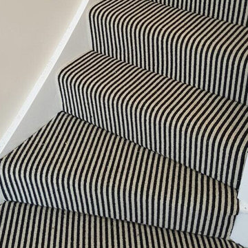 Black & White Striped Carpet to Stairs