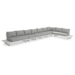 Meridian Furniture - Maldives Grey Water Resistant Fabric Outdoor Patio Modular Sectional - Create your own custom contemporary look on the deck or porch with the addition of this Maldives outdoor patio armless chair. Part of a large collection that lets you mix and match modular pieces to get the look you crave most. This modular sectional has grey water resistant fabric with a base made from white aluminum, so it's sturdy, tough, and ready to face the elements with impeccable beauty, season in and season out. Shop the contemporary pieces in this collection to create the outdoor entertaining area of your dreams.