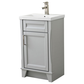 20" Single Sink Vanity With White Ceramic Sink Top, Light Gray