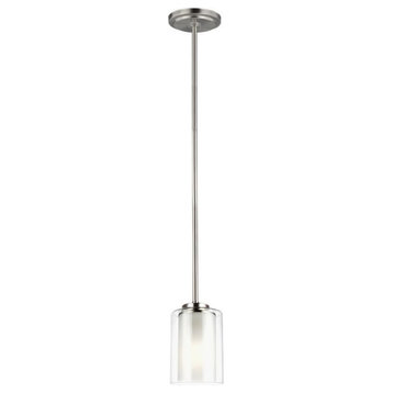 6.88 inch 9.3W 1 LED Mini Pendant-Brushed Nickel Finish-Incandescent Lamping
