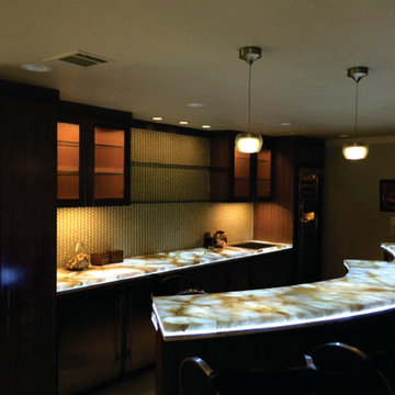 Backlit Onyx Downstairs Bar, Texas