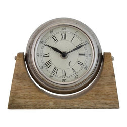 Silver and Wood Clock - Desk And Mantel Clocks