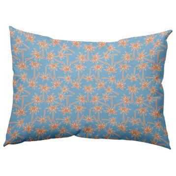 Palm Tree Pattern Decorative Throw Pillow, Carolina Blue, 14"x20"