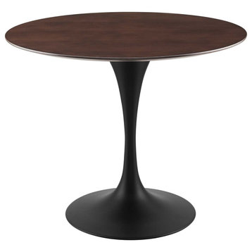 Dining Table, Round, Wood, Black Dark Brown, Modern, Cafe Bistro Restaurant