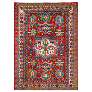 Tribal, One-of-a-Kind Hand-Knotted Area Rug Orange, 5'10"x8'1"