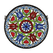17"Wx17"H Hex Medallion Stained Glass Window