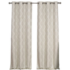 2pc EXCLUSIVE HOME Geometric Linen Jacquard Curtain PanelsDove Gray54"x96" 