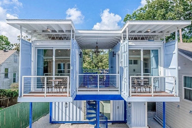 Inspiration for an industrial exterior home remodel in Houston