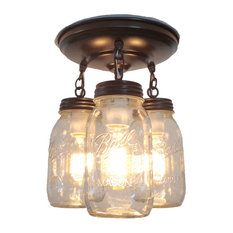 Mason Jar Light Fixture Trio of New Quarts, Oil Rubbed Bronze