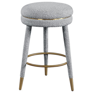 Coral Boucle Fabric Stool, Grey, Counter Stool