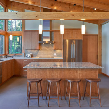 Kitchen with island that seats four comfortably.