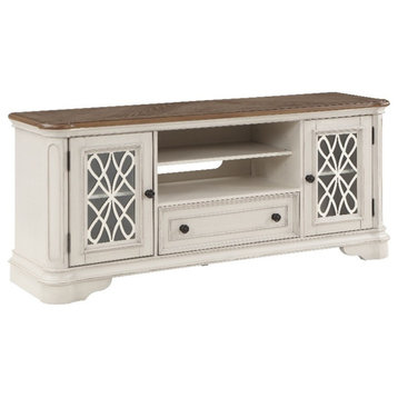ACME Florian 1-drawer Wooden TV Stand in Oak and Antique White