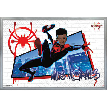 Spider-Man: Spider-Verse Miles Poster, Silver Framed Version