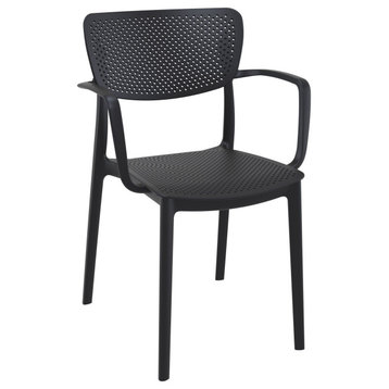 Loft Outdoor Dining Arm Chair, Set of 2, Black