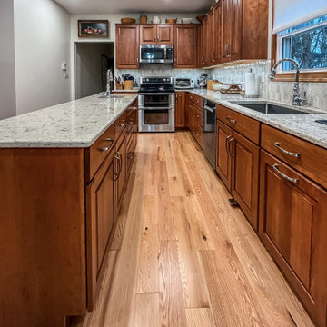 Cherry Cabinets with Pecan Stained Finish, Windemere Quartz Countertops