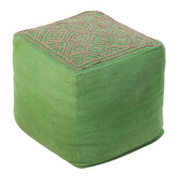 Green Diamond Pattern Pouf - Floor Pillows And Poufs
