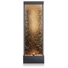 Alpine Mirror Waterfall Fountain With Stones and Light, Bronze, 72" Tall