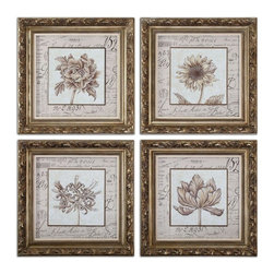 www.essentialsinside.com: french florals framed wall art, set of 4 - Artwork