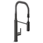 Kohler - Kohler Purist Semiprofessional Kitchen Sink Faucet, Matte Black - Complete kitchen tasks with more ease and efficiency. This Purist kitchen faucet combines a strong architectural form with features adapted from the busiest professional kitchens. The three-function pull-down sprayhead lets you cycle through a range of tasks at the touch of a button: an aerated stream for rinsing, Sweep spray for cleaning, and Boost function for fast filling of pots and pitchers.
