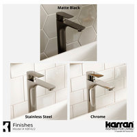 Karran KBF422 1-Hole 1-Handle Vessel Faucet With Pop-up Drain, Stainless Steel