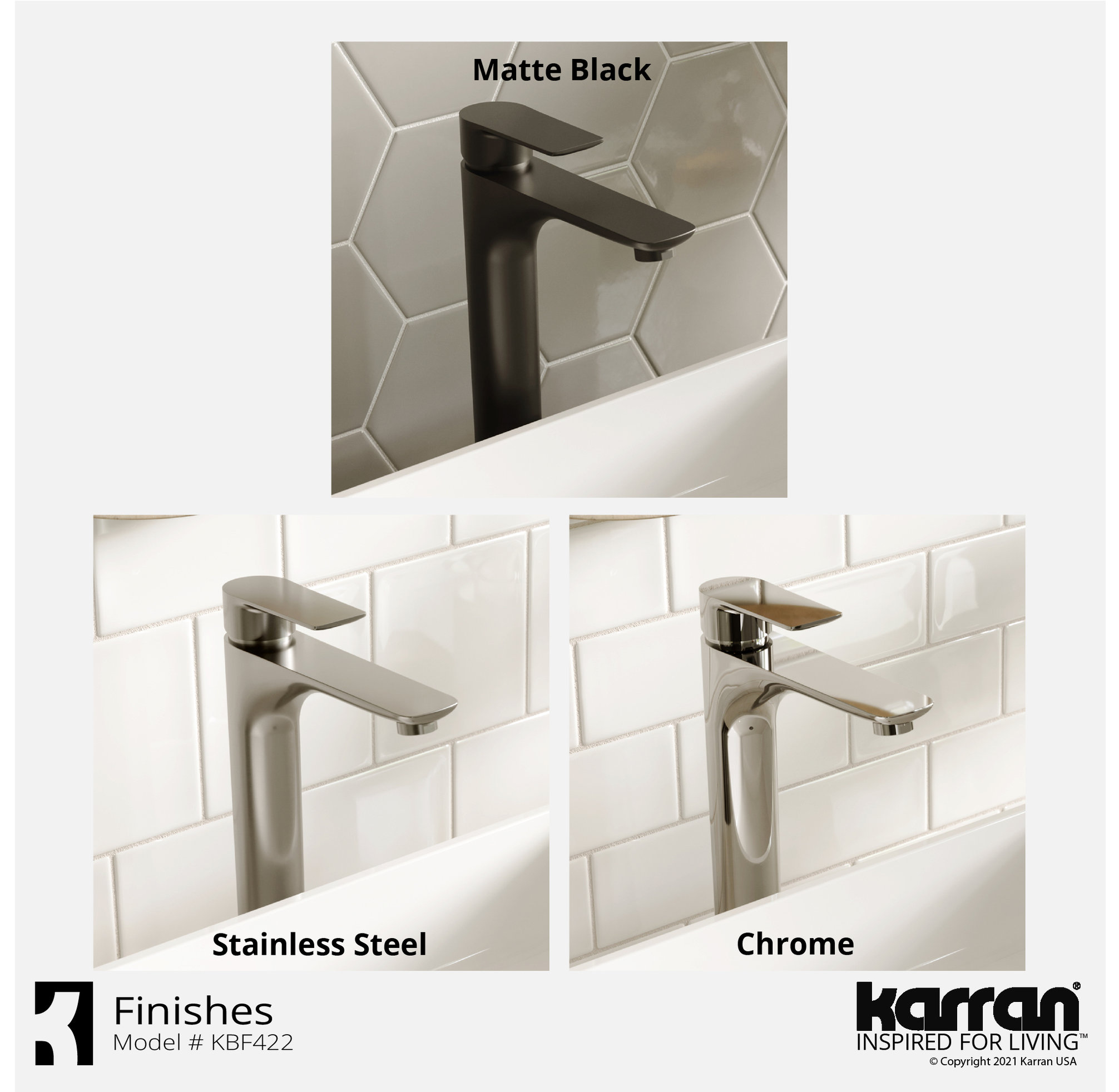 Karran KBF422 1-Hole 1-Handle Vessel Faucet With Pop-up Drain, Stainless Steel