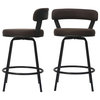 Industrial Metal and Leather Low Back, 2-Piece,and 4 Leg Bar Counter Stools, Brown, 24"