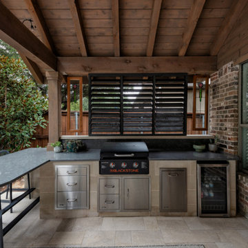 Custom Roof Extension Patio Cover with Poolside Bar & Grill