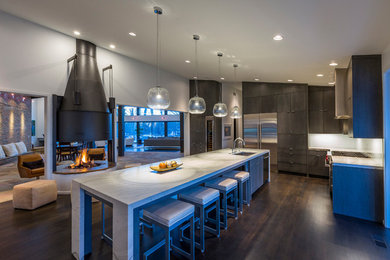 This is an example of a contemporary kitchen in Detroit.