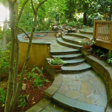 FLAG STONE PATIO, STEPS, FIRE PIT AND WATER FEATURE
