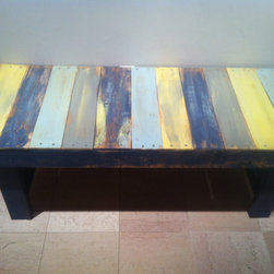 Solid Wood Rustic Sunbeached Weathered Look Indoor/Outdoor Bench - Indoor Benches