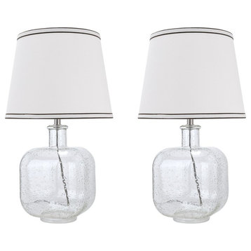 40111-02, Set of 2 Set 21 1/2" High Glass Table Lamp, Clear Seedy Glass Finish