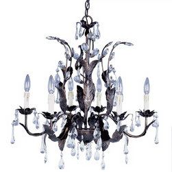 Maxim - Grove Collection Six Light Crystal Leaf Chandelier - Chandeliers