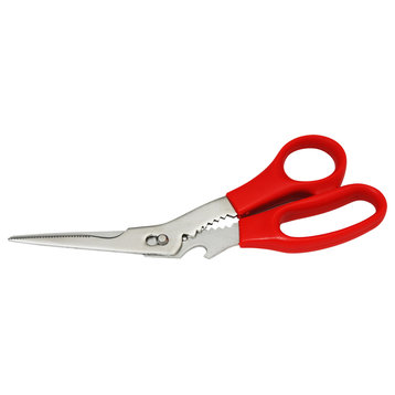 Kitchen Scissors With Cutter and Red Handle