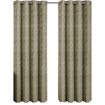 Tabitha Paisley Curtains Jacquard Grommet Panels, Taupe, 54"x84" Single
