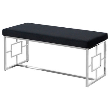 Black and Silver Stainless Steel Bench