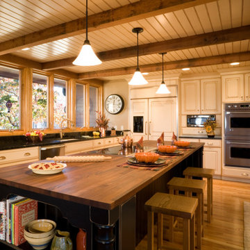 Rustic Kitchen with Wood Island Countertop