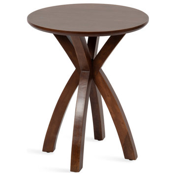 Soleyn Round Wood Side Table, Walnut Brown