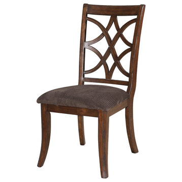 Acme Keenan Side Chairs, Brown Microfiber and Dark Walnut, Set of 2