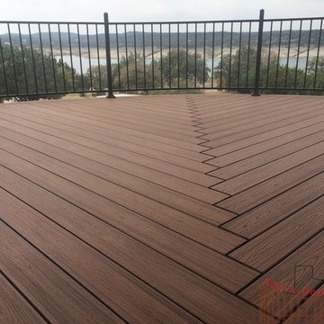 Curved Trex Tiki Torch Deck and Cedar Pergola