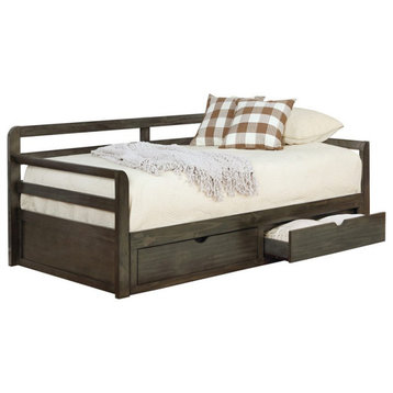 Coaster Sorrento 2-drawer Wood Twin Daybed with Extension Trundle in Gray