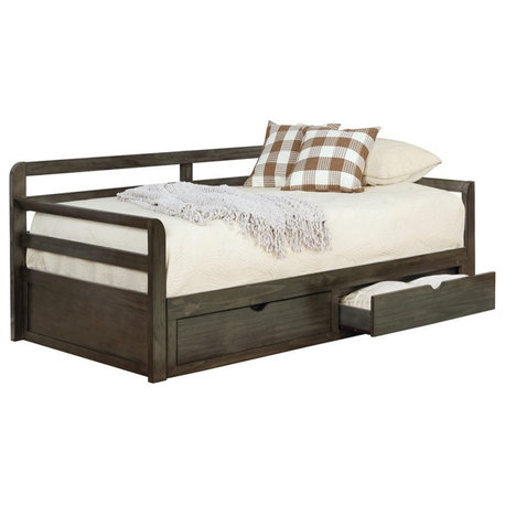 Coaster Sorrento 2-drawer Wood Twin Daybed with Extension Trundle in Gray